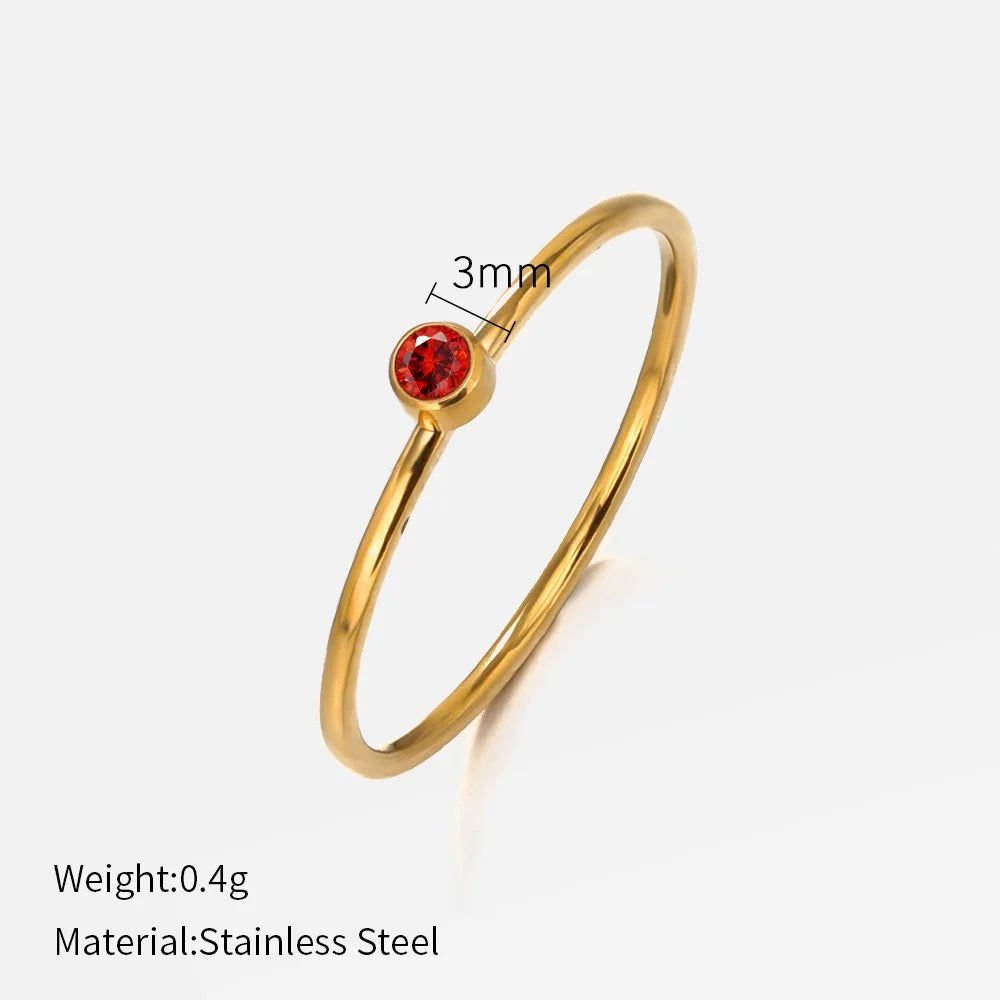14k Gold Plated Stainless Steel Birthstone Ring