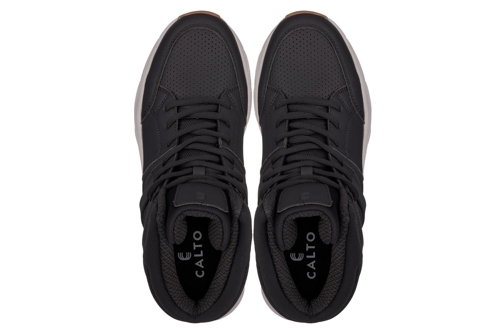CALTO - S23411 - 3.2 Inches Taller (Black/Grey Sole) - High-Top Height-Boosting Sneaker