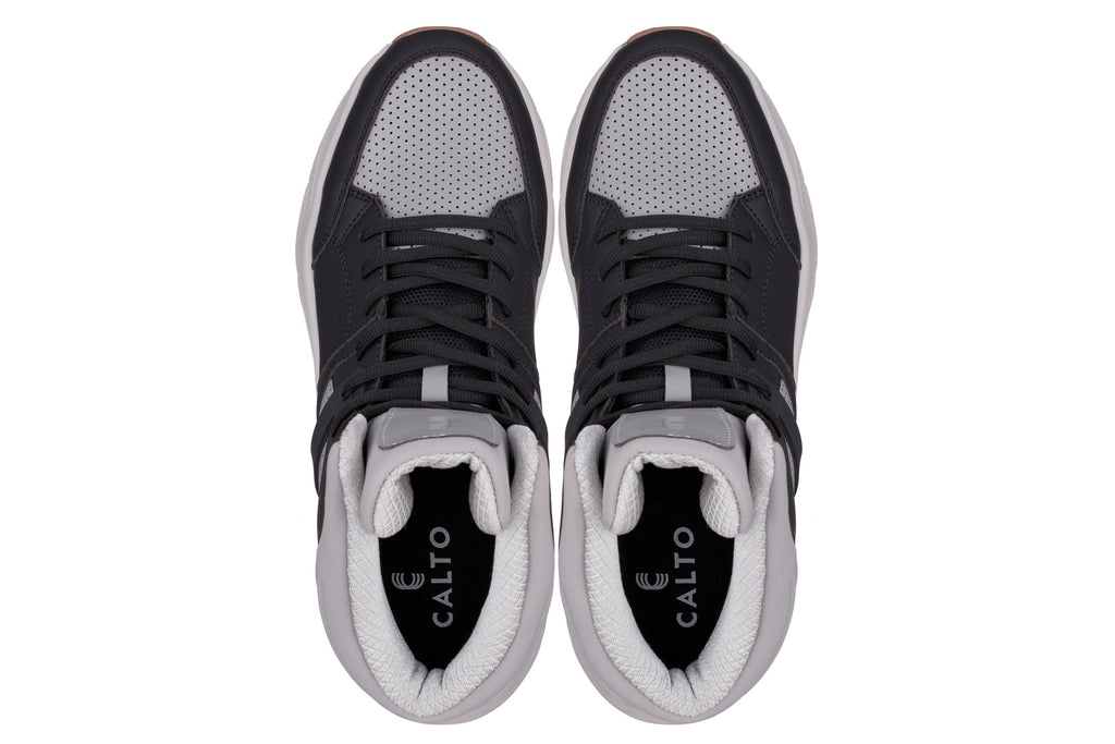 CALTO - S23412 - 3.2 Inches Taller (Black/Grey Sole) - High-Top Height-Boosting Sneaker