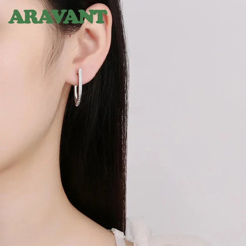 Aravant 925 Silver 18K Gold Wedding Crystal Earrings For Women Fashion Party Jewelry