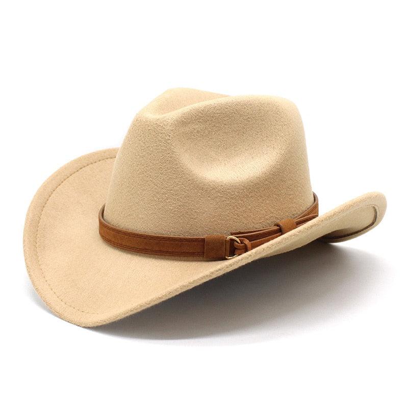 White Western Cowboy Hat for Men Vintage Wide Brim Fedora Style