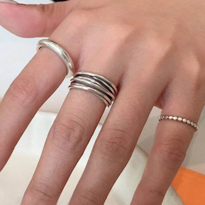 925 Sterling Silver Cross Wound Ring For Women Geometry Simple Vintage Hollow Out Jewelry Party Gift Wholesale Dropshipping