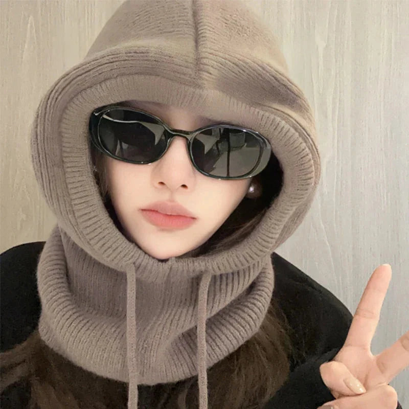 Women’s Knitted Hooded Cap Balaclava Winter Neck Warmer