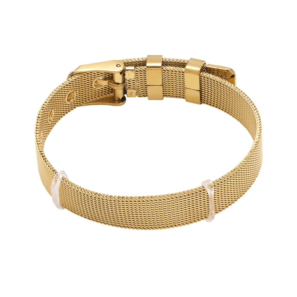 FLOLA DIY 26 Letters Custom Name Bracelets for Women Gold Silver Color Wide Band Initial Bracelets Handmade Jewelry brtd91