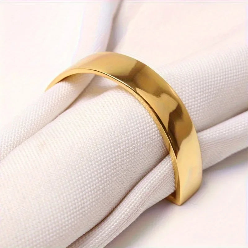 12pcs gold napkin rings, solid color napkin buckle, cast iron polished metal ring, table decoration