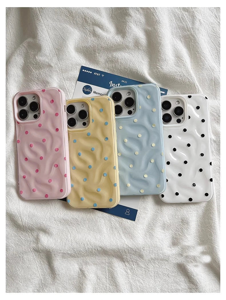 Polka Dot Phone Case – Soft Silicone Shockproof for iPhone 13-16 Series