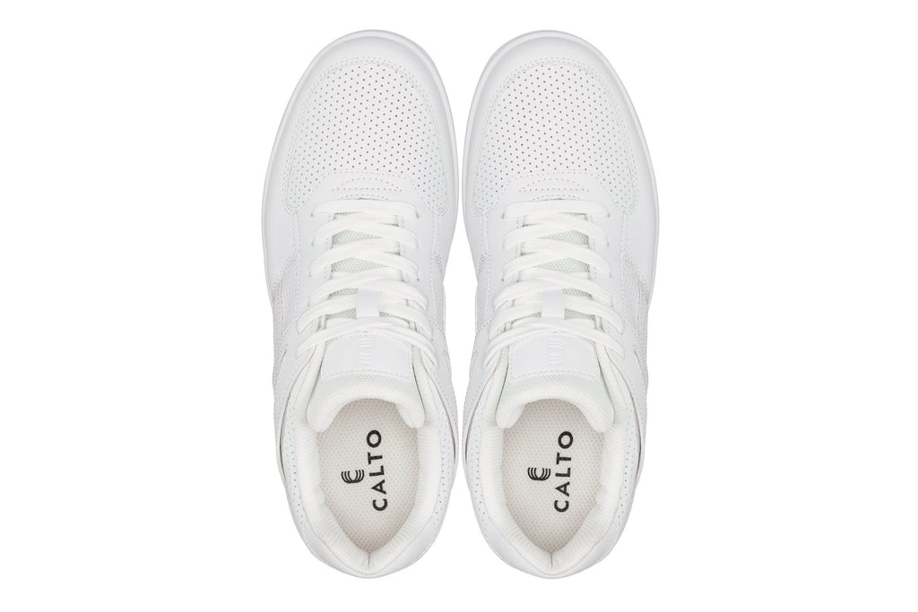 CALTO - S2531 - 2.2 Inches Taller (White) with Gum Sole - Contemporary Casual Sneaker