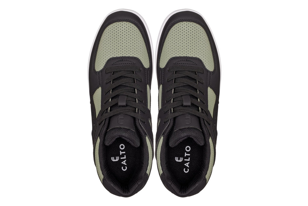 CALTO - S2533 - 2.2 Inches Taller (Black/Green) - Contemporary Casual Sneaker