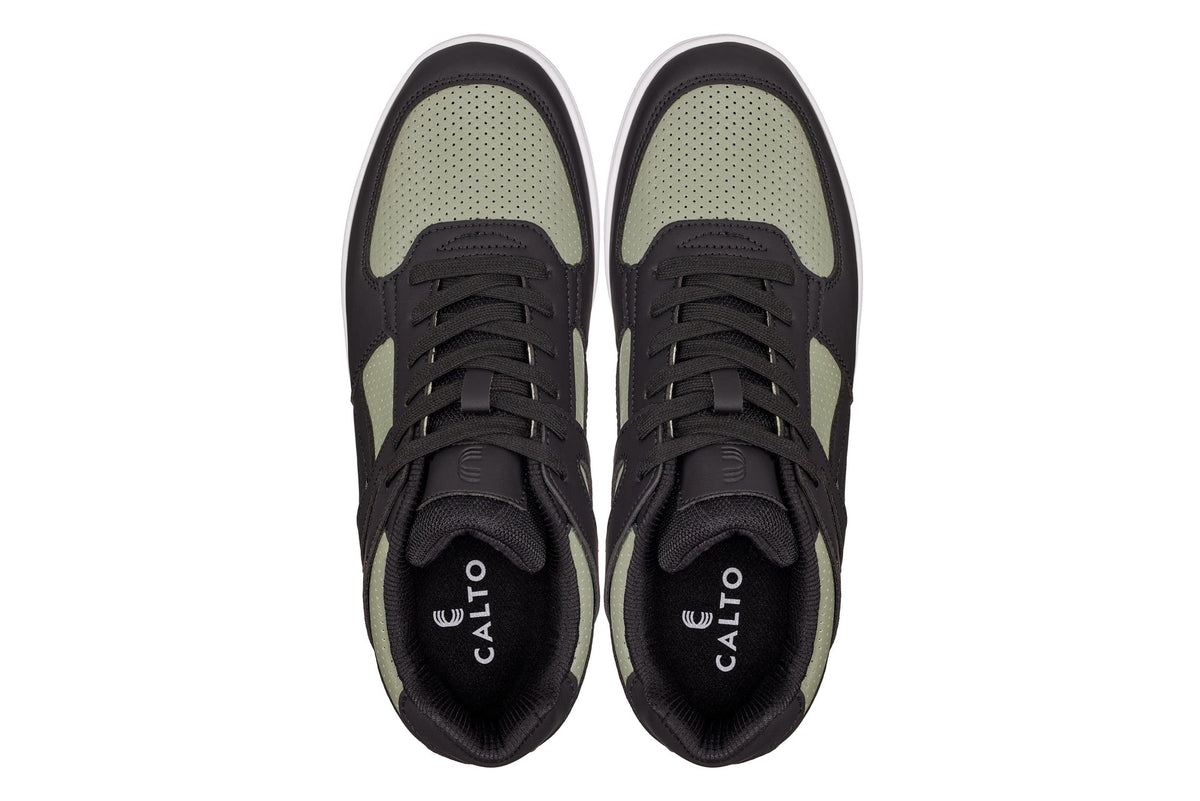 CALTO - S2533 - 2.2 Inches Taller (Black/Green) - Contemporary Casual Sneaker