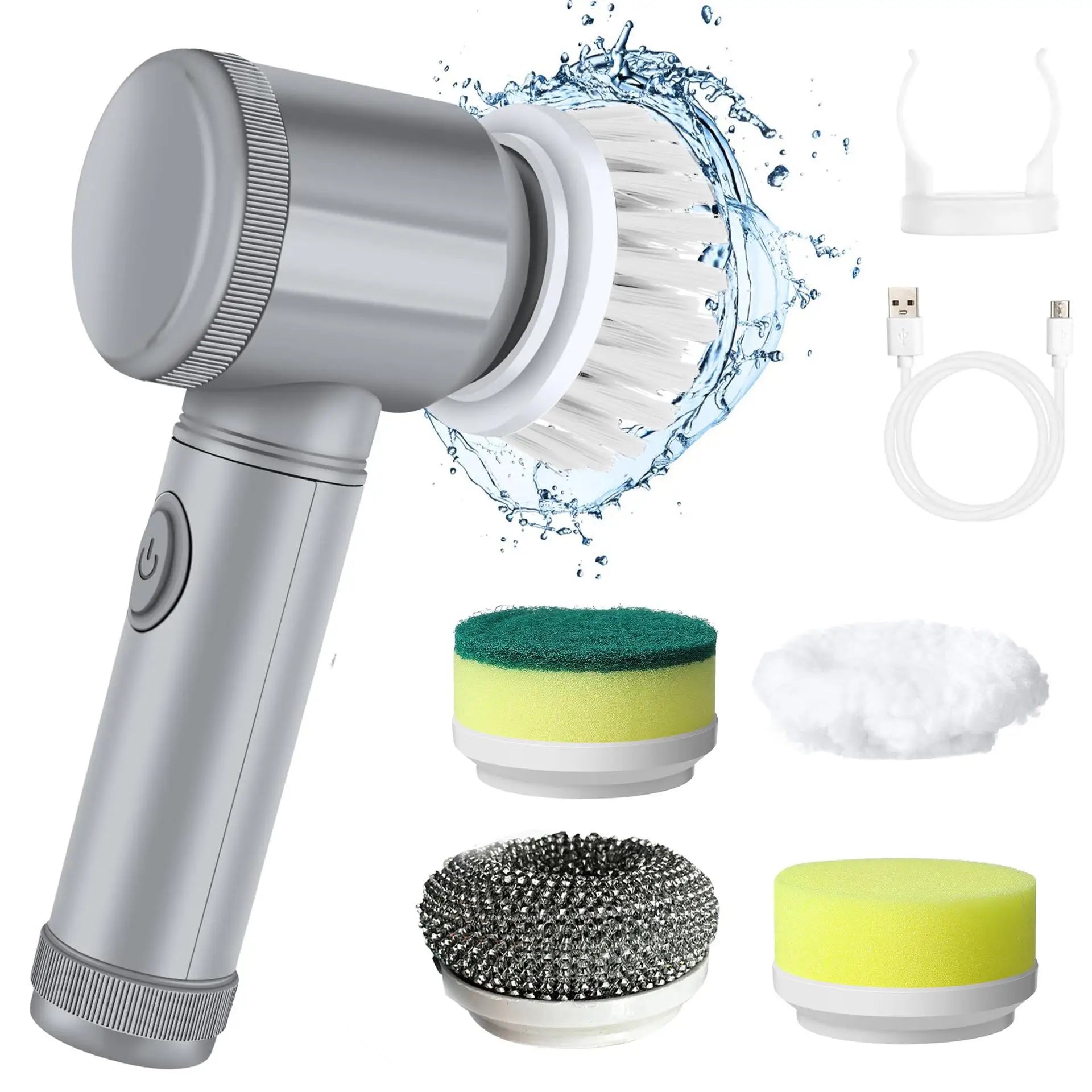 🧽 Rechargeable Electric Cleaning Brush – Cordless Spin Scrubber with Replaceable Brush Heads for Bathroom, Kitchen, and Multi-Surface Cleaning