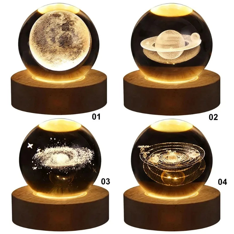 Christmas unique 3D crystal ball lights with Galaxy and planetary projection USB nightlights for couples gift atmosphere lights