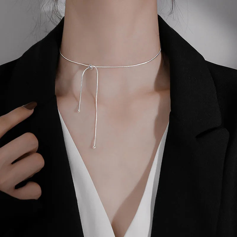 925 Sterling Silver Neck Snake Chain Necklaces Women Luxury Jewelry Exquisite Elegant Aesthetic Charms Accessories Argent 925