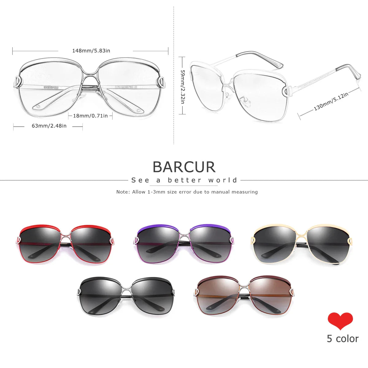 Trendy Square Polarized Women's Sunglasses UV400 Gift Set