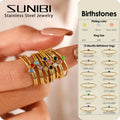 14k Gold Plated Stainless Steel Birthstone Ring