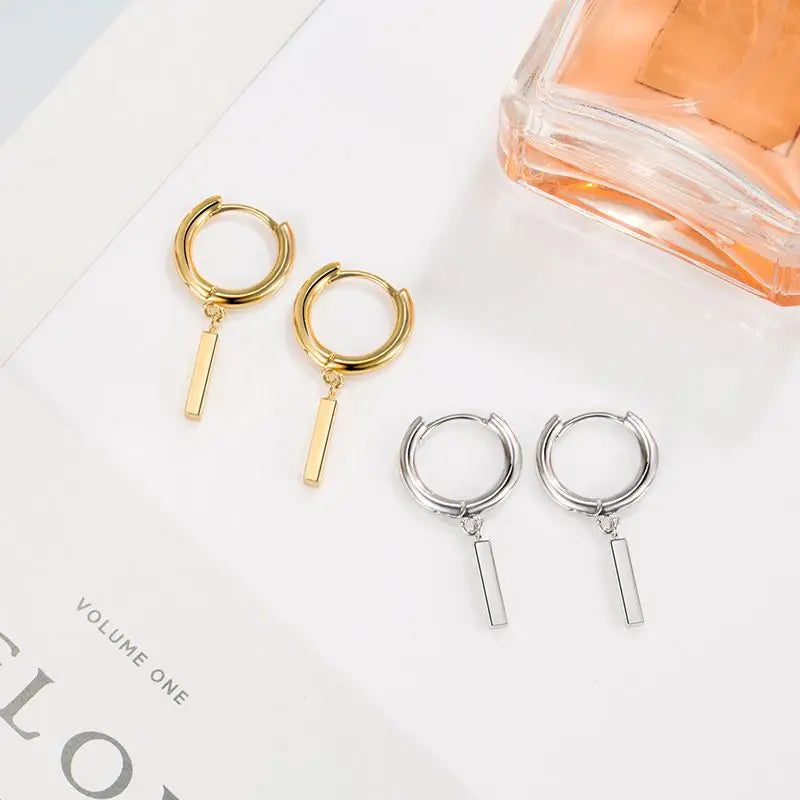 NBSAMENG 925 Sterling Silver Geometry Asymmetric Earring for Women Girl Simple Office Versatile Jewelry Gift Dropshipping