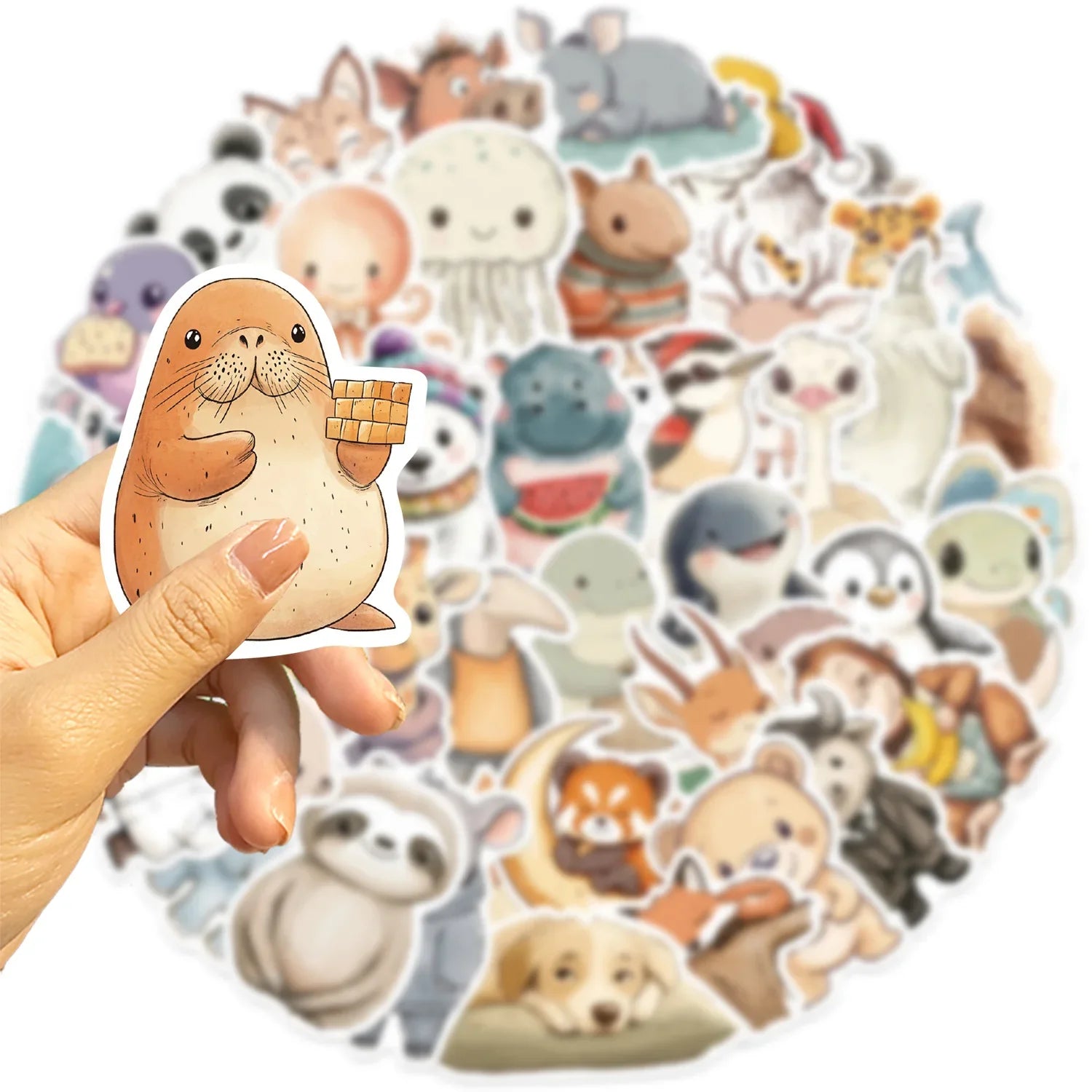 50/100PCS Cartoon Healing Animal Graffiti Stationery Notebook Stickers Decorative Guitar Luggage DIY Waterproof Stickers