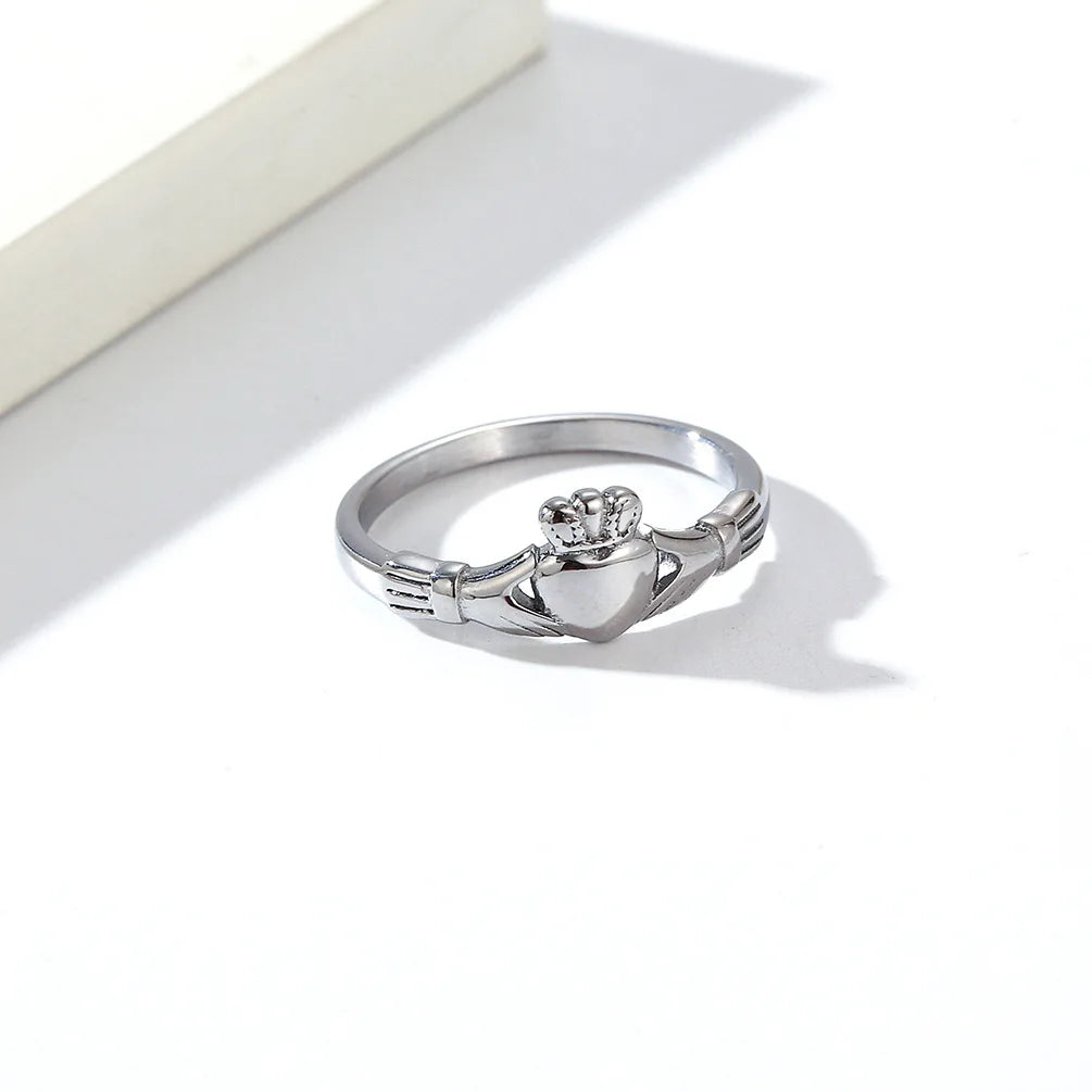 New Claddagh Rings Custom His Her Wedding Band Stainless Steel Initial Irish Love Ring for Friend,Friend,Husband,Wife,Lover