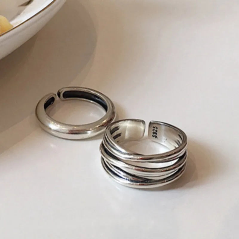 925 Sterling Silver Cross Wound Ring For Women Geometry Simple Vintage Hollow Out Jewelry Party Gift Wholesale Dropshipping