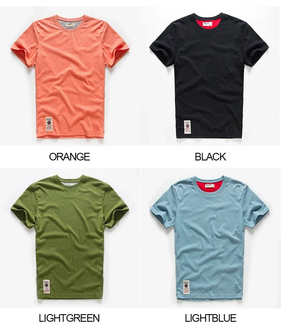 Men's Cotton Basic T-Shirt, Casual Short Sleeve Streetwear Tee