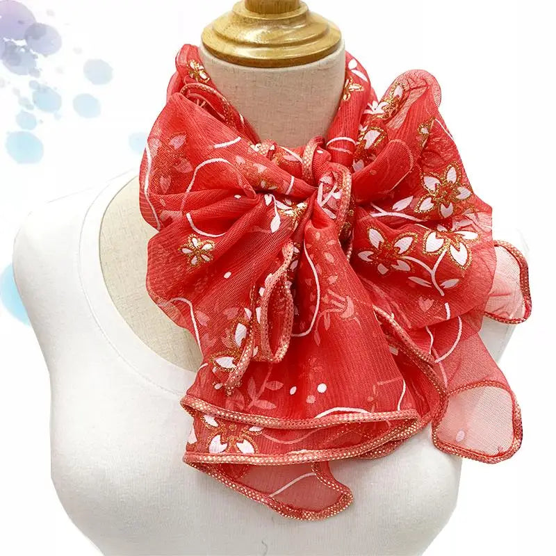 Lace Scarf Lightweight  Elegant  Print Silk Neckerchief Shawl Wraps