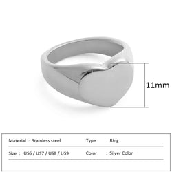 Couple Heart Ring 316 Stainless Steel Punk Style Geometric Jewelry Personalized Ring Gift for Women Valentine's Day