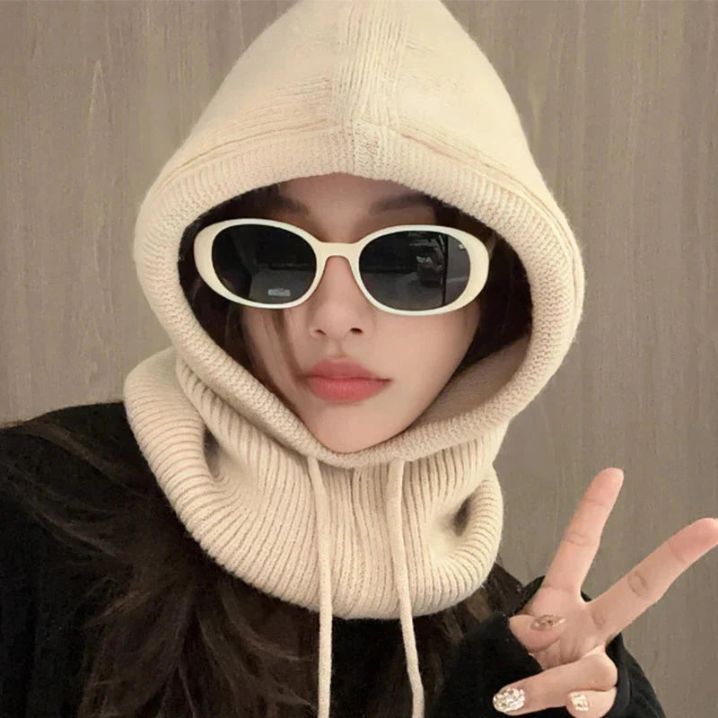 Women’s Knitted Hooded Cap Balaclava Winter Neck Warmer