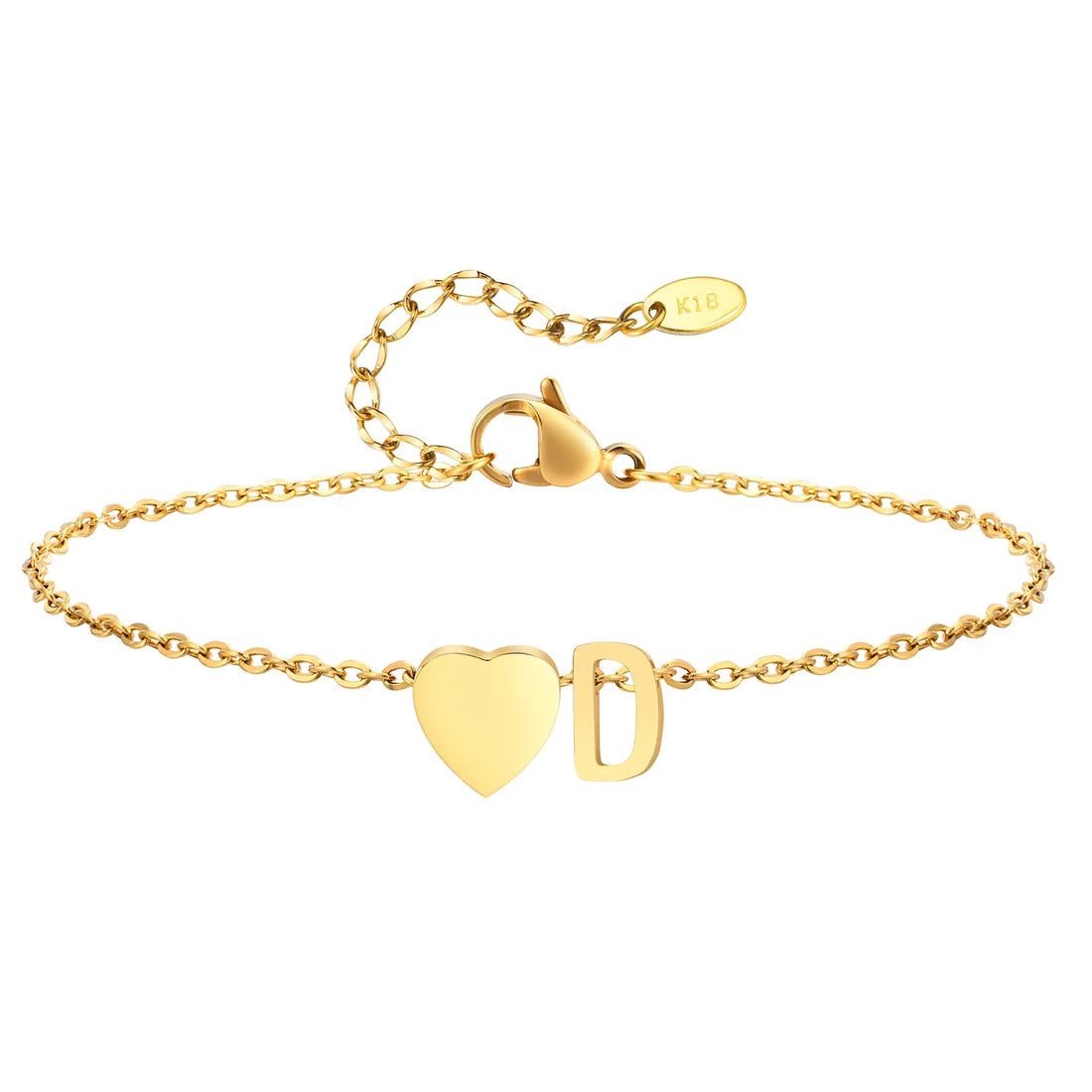 Women Heart Initial Stainless Steel Personalized Anklet Bracelets