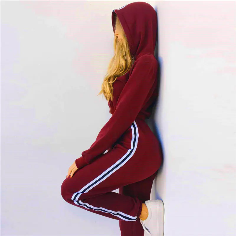 Summer Women's Hooded Sweatshirt Sports Set