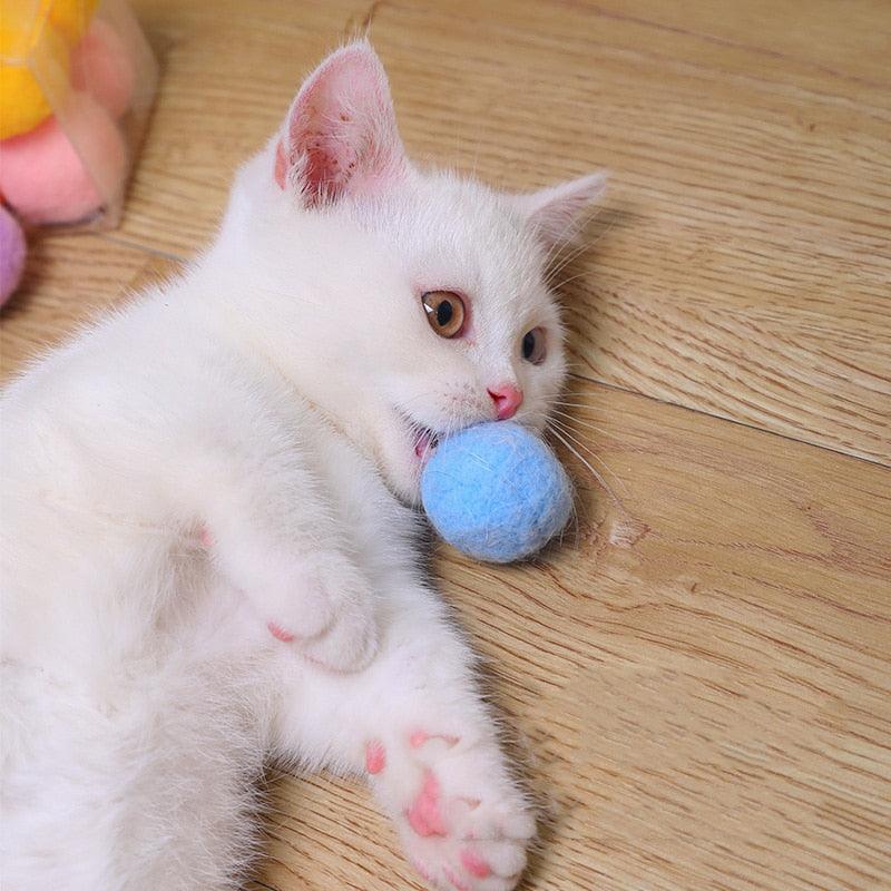 12-Piece Colorful Stretch Plush Pom Pom Cat Ball Toy Set