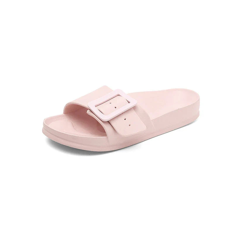 Women's EVA Square Buckle Comfort Slides Lightweight Casual Sandals - Image 12