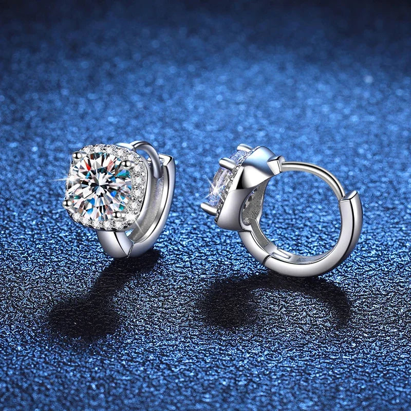 NeeTim 1ct Moissanite Earrings for Women S925 Sterling Silver with 18k Gold Plated Hoop Earring Wedding Jewelry with Certificate