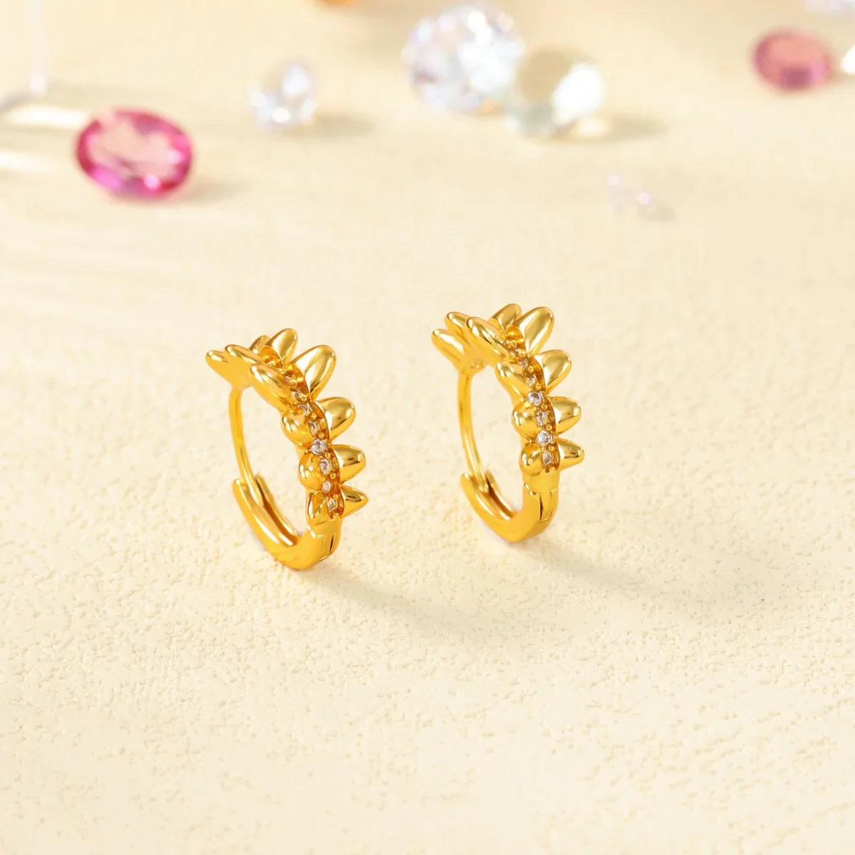 Zircon Geometric Hoop Earrings for Women Stainless Steel Gold Color Piercing Earring 2025 New Fashion Wedding Couple Jewelry