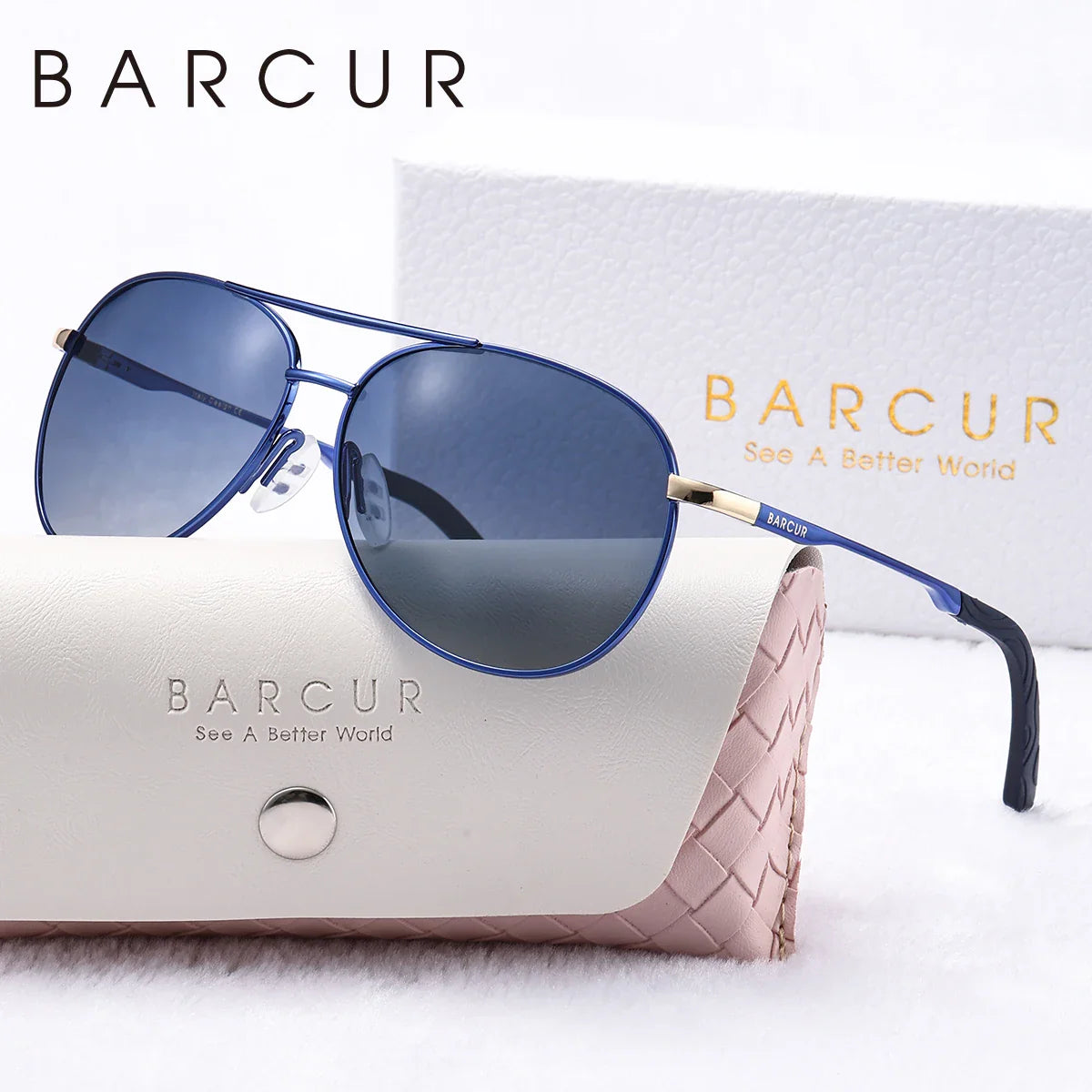 Women’s Oval Polarized Sunglasses with Blue Gradient Lenses