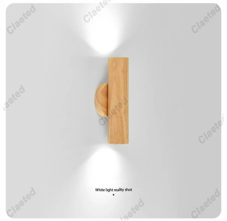 Nordic Style Solide Wood Wall Lamp for Dining Room Bedroom Foyer Chinese Up Down Double Heads  Background Aisle Led Wall Light