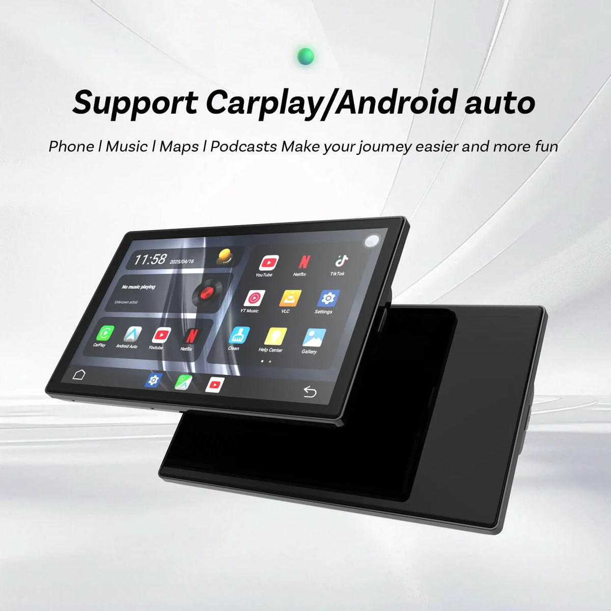 9 Inch Portable Wireless CarPlay Screen, Apple CarPlay and Android Auto Touch Display