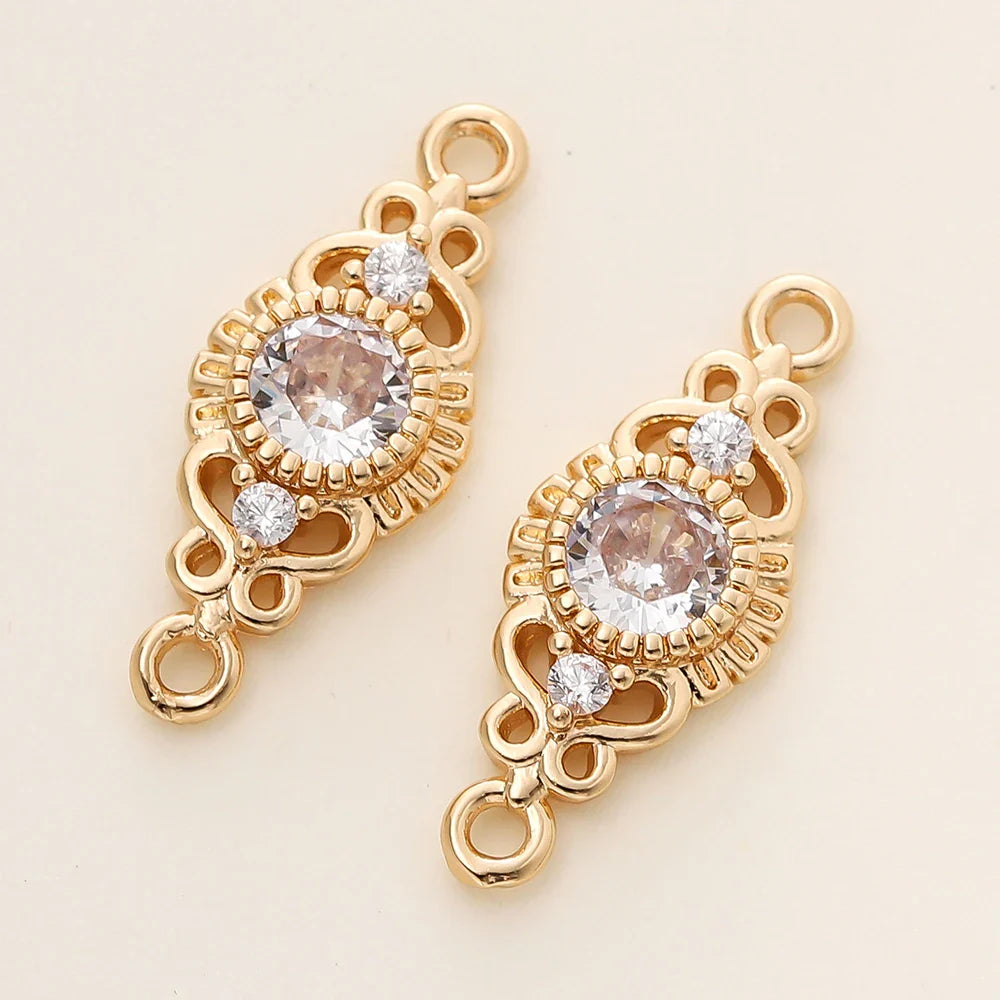 5/10Pcs/Pack 18K Gold Color Plated Metal Brass 2 Holes Oval Connector Pendants for DIY Necklace Jewelry Making Accessories