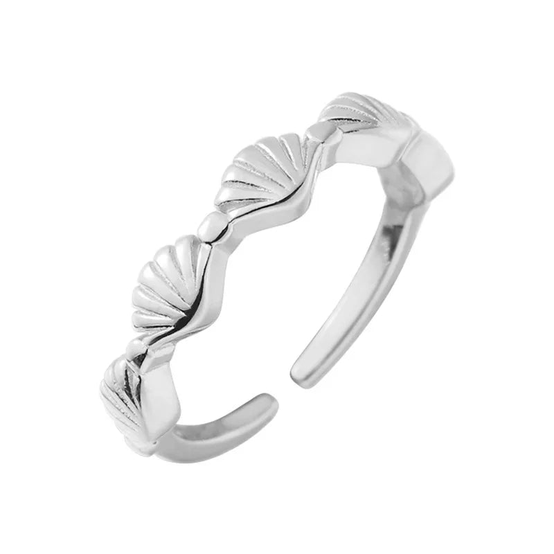 Fashion 925 Sterling Silver Shell Adjustable Rings Luxury Jewelry For Women Accessories Wholesale