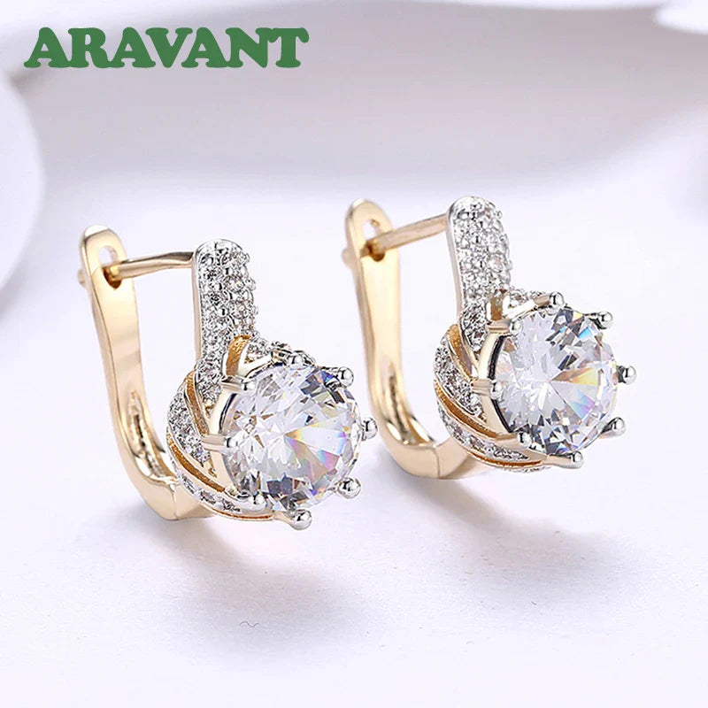 Aravant 925 Silver 18K Gold Drop Earrings For Women Fashion Party Jewelry Gifts