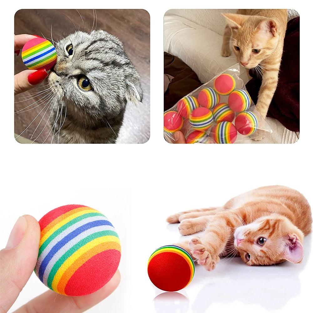 Interactive Rainbow Cat Toy Ball – Playful Kitten Teaser Toy