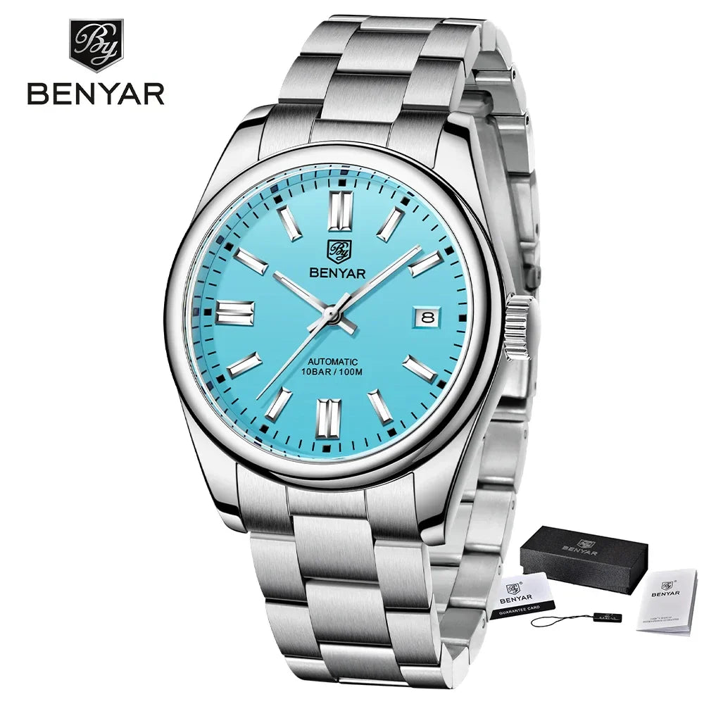 New BENYAR Luxury Automatic Watch 10ATM Waterproof Stainless Steel Men Mechanical Wristwatches Sports Diving Watch for Men