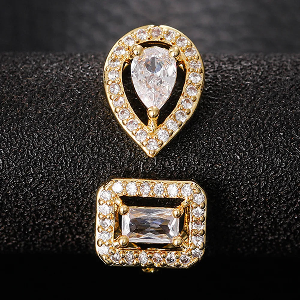 925 Sterling Silver Sparkling Zircon Water Drop Square Geometry Adjustable Rings for Women Gift Party High Quality Fine Jewelry