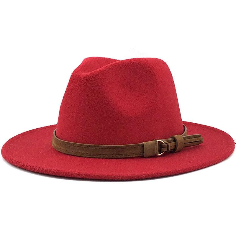 Unisex Adjustable Wool Fedora Wide Brim Hat for Autumn & Winter