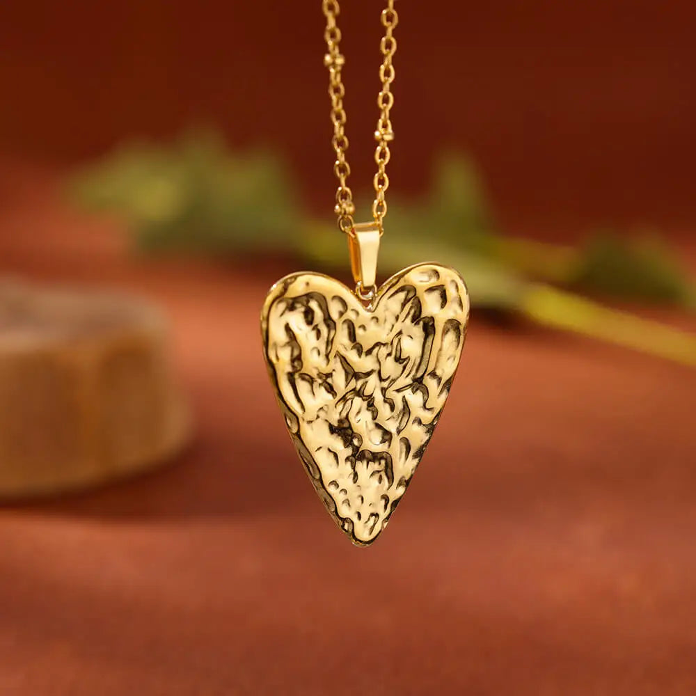 Trendy Heart Pendant Stainless Steel Pleated Necklaces For Women Trendy Gold Color Aesthetic Pendant Necklace Jewelry Accessory