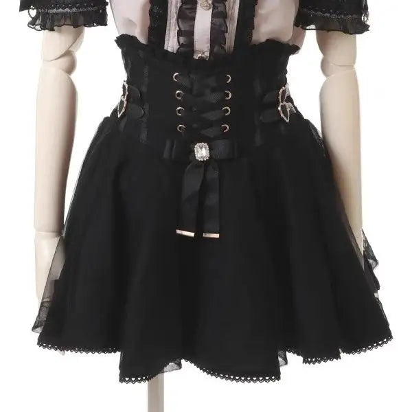High Waist Sweet Lace Gothic Skirt
