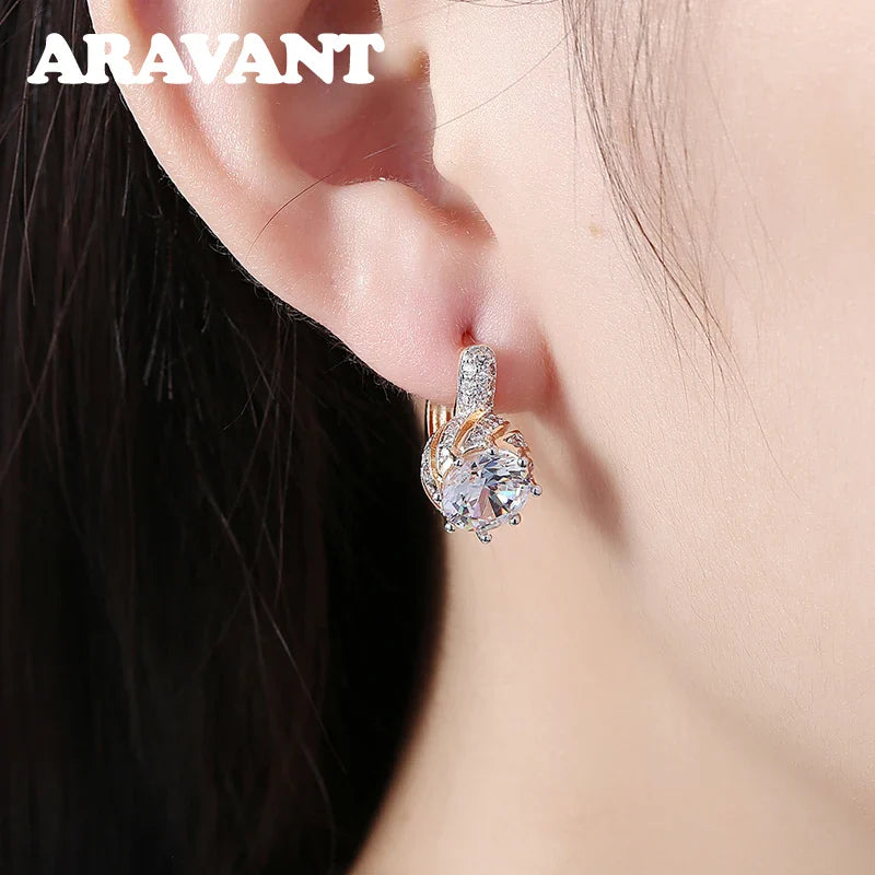 Aravant 925 Silver 18K Gold Drop Earrings For Women Fashion Party Jewelry Gifts