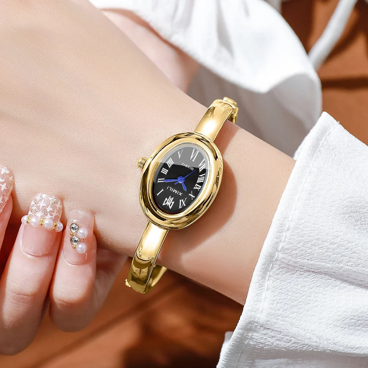 Elegant Oval Dial Women Watches Fashion Bracelet Strap Ladies Quartz Wristwatch Reloj Mujer Girls Clock Gift