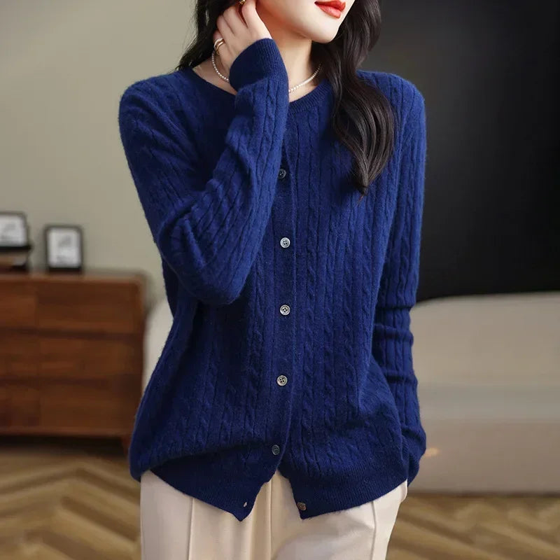 Women's Cable Knit Button Down Cardigan Sweater - Image 31