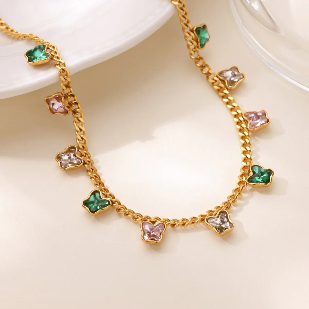 Luxury Zircon Butterfly Pendant Necklaces For Women Stainless Steel Gold Color Chain Collar Necklace 2025 New Wedding Jewelry