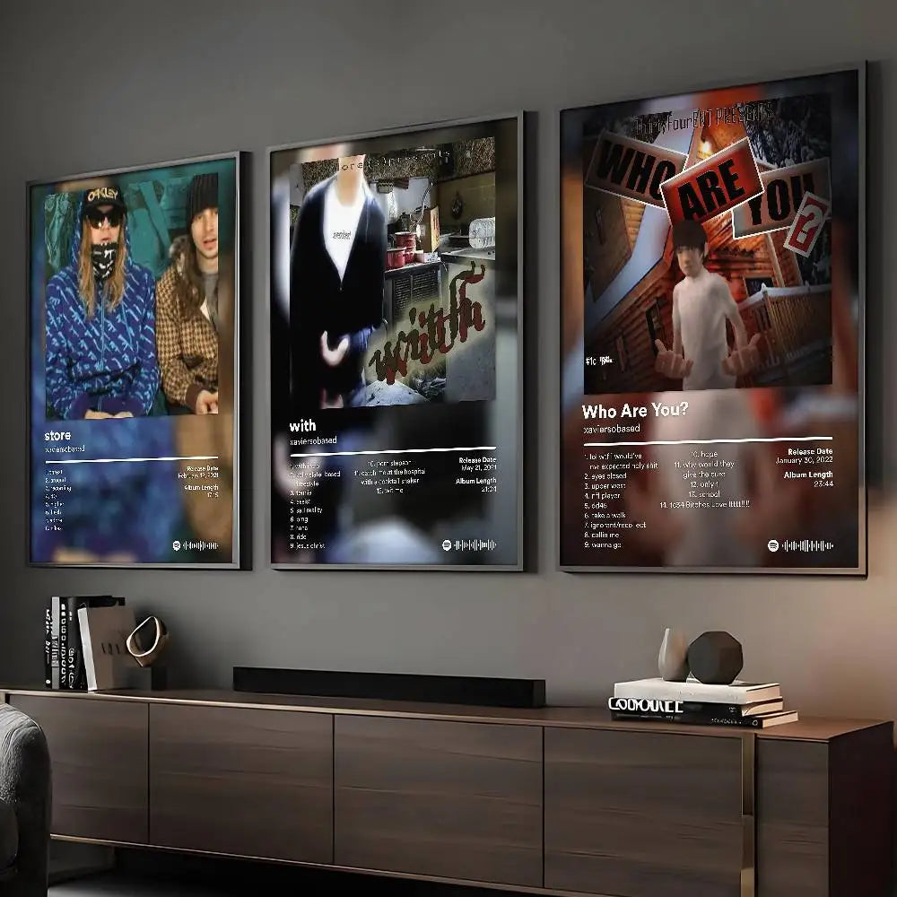 Xaviersobased music album artwork poster displayed as unframed wall art in a modern living space.
