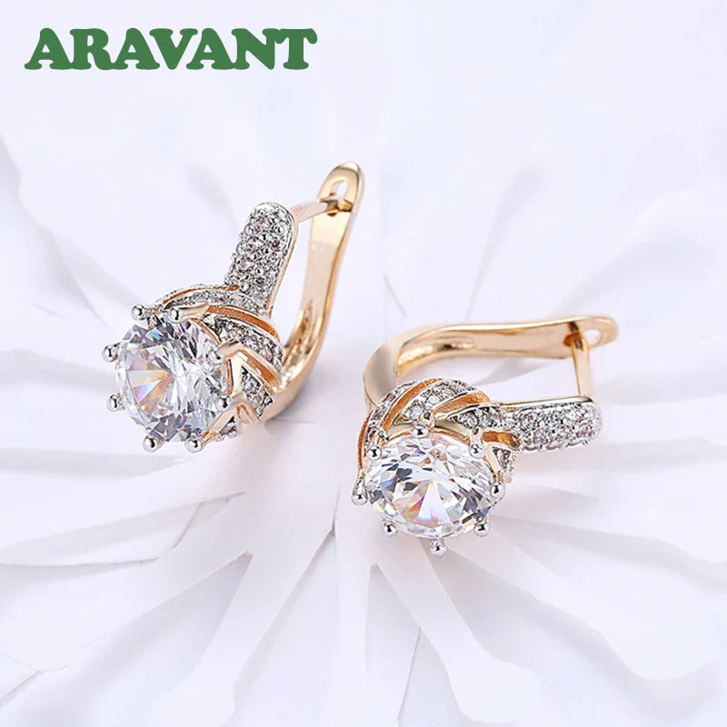Aravant 925 Silver 18K Gold Drop Earrings For Women Fashion Party Jewelry Gifts
